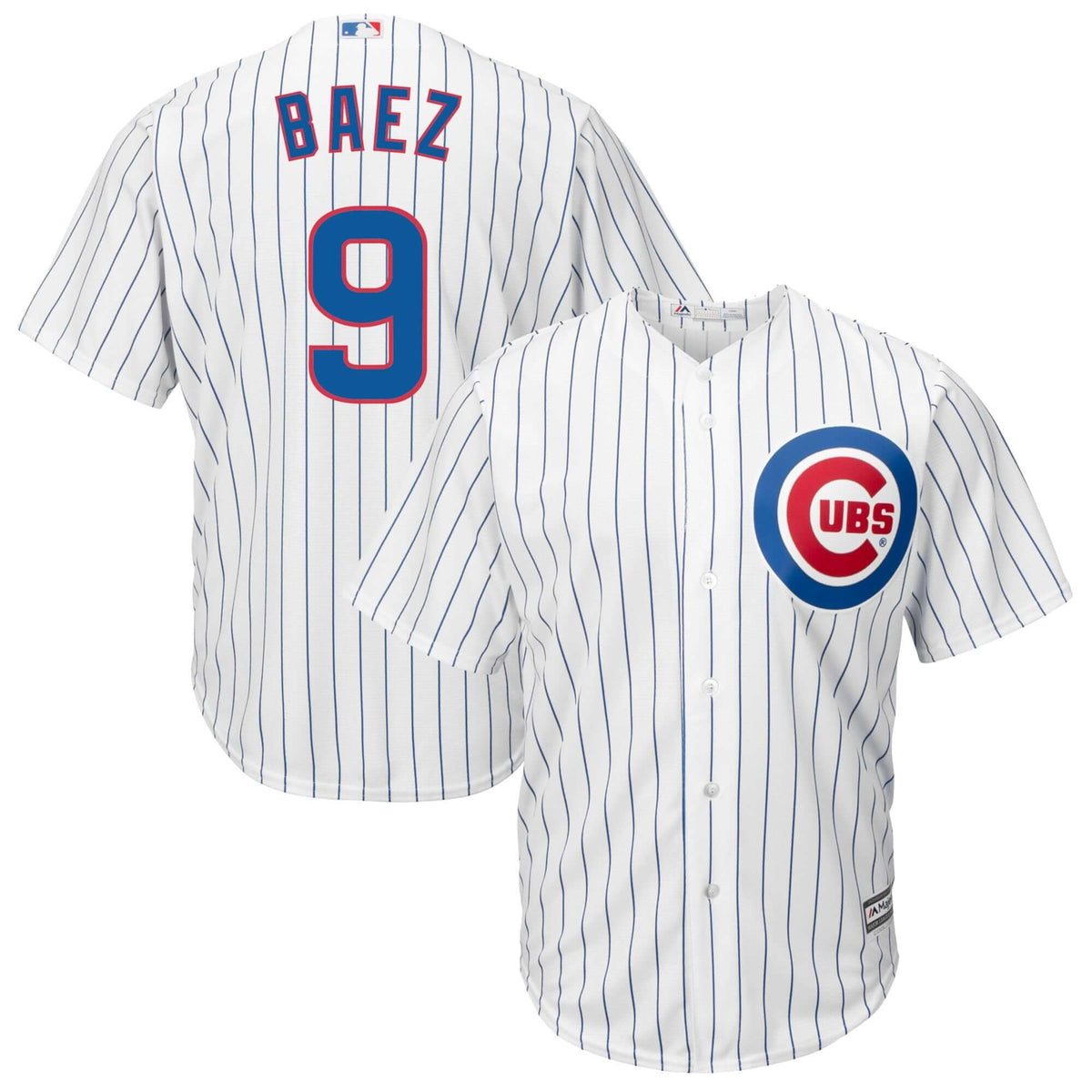Men's Majestic Chicago Cubs #9 Javier Baez Authentic Blue Cooperstown  Throwback MLB Jersey
