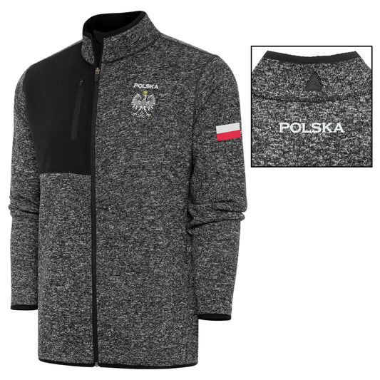 Polska Antigua Fortune Full Zip Jacket - Smoke Heather Black