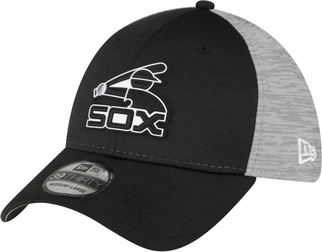 New Era Men's Chicago White Sox Clubhouse Black 39Thirty Stretch Fit Hat