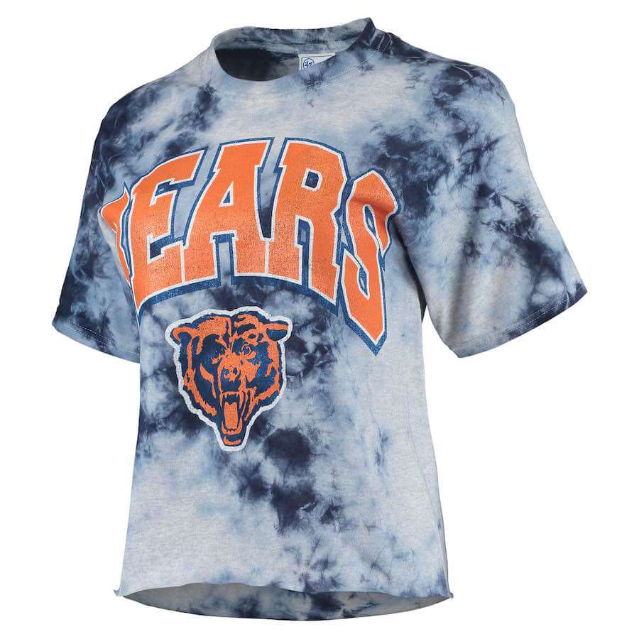 Women's '47 Navy Chicago Bears Cambridge Vintage Tubular Tie-Dye Crop Top