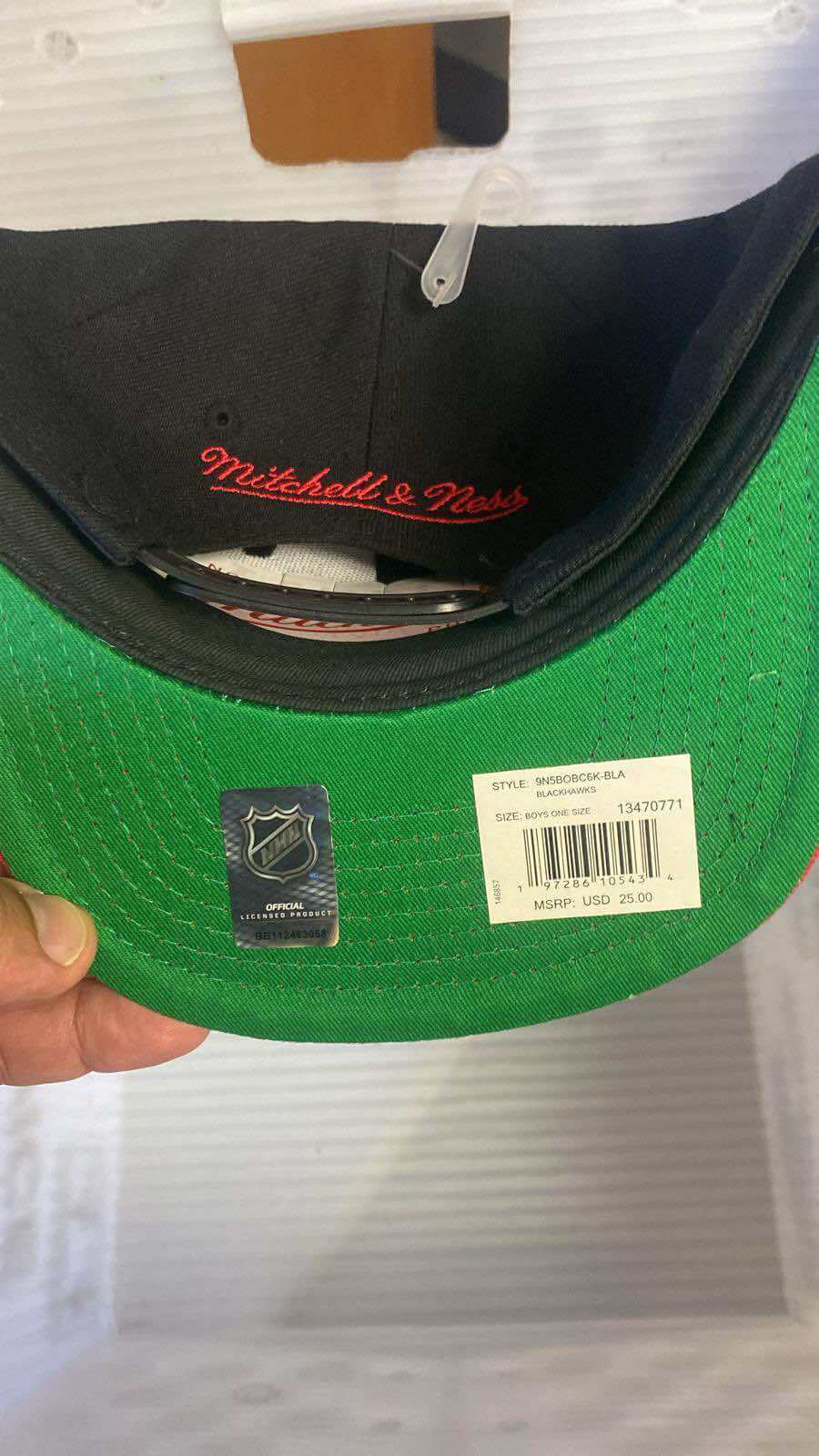 Chicago Blackhawks Black/Red Mitchell & Ness Script Youth Snapback Hat