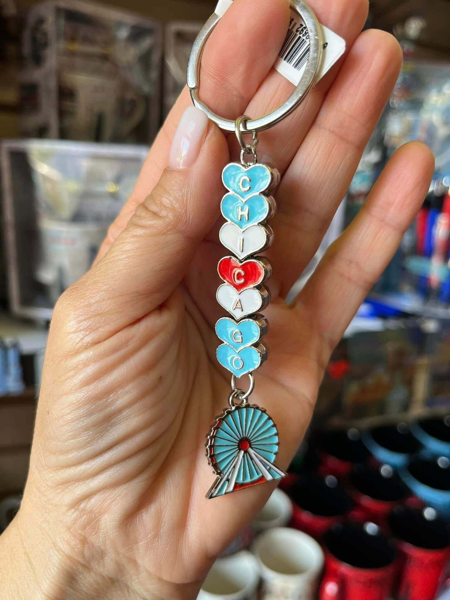 Chicago City Keychain Three Colors With Attachment