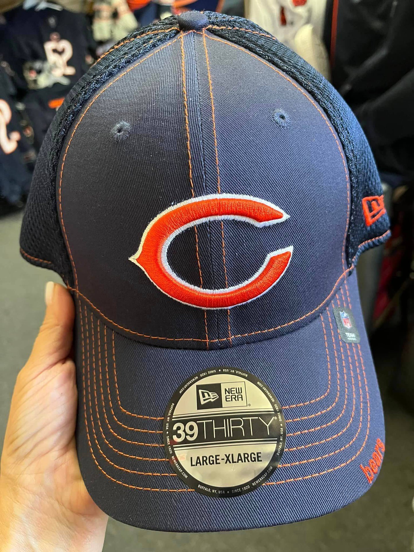 New Era Men's Chicago Bears 39Thirty Neoflex Navy Stretch Fit Hat