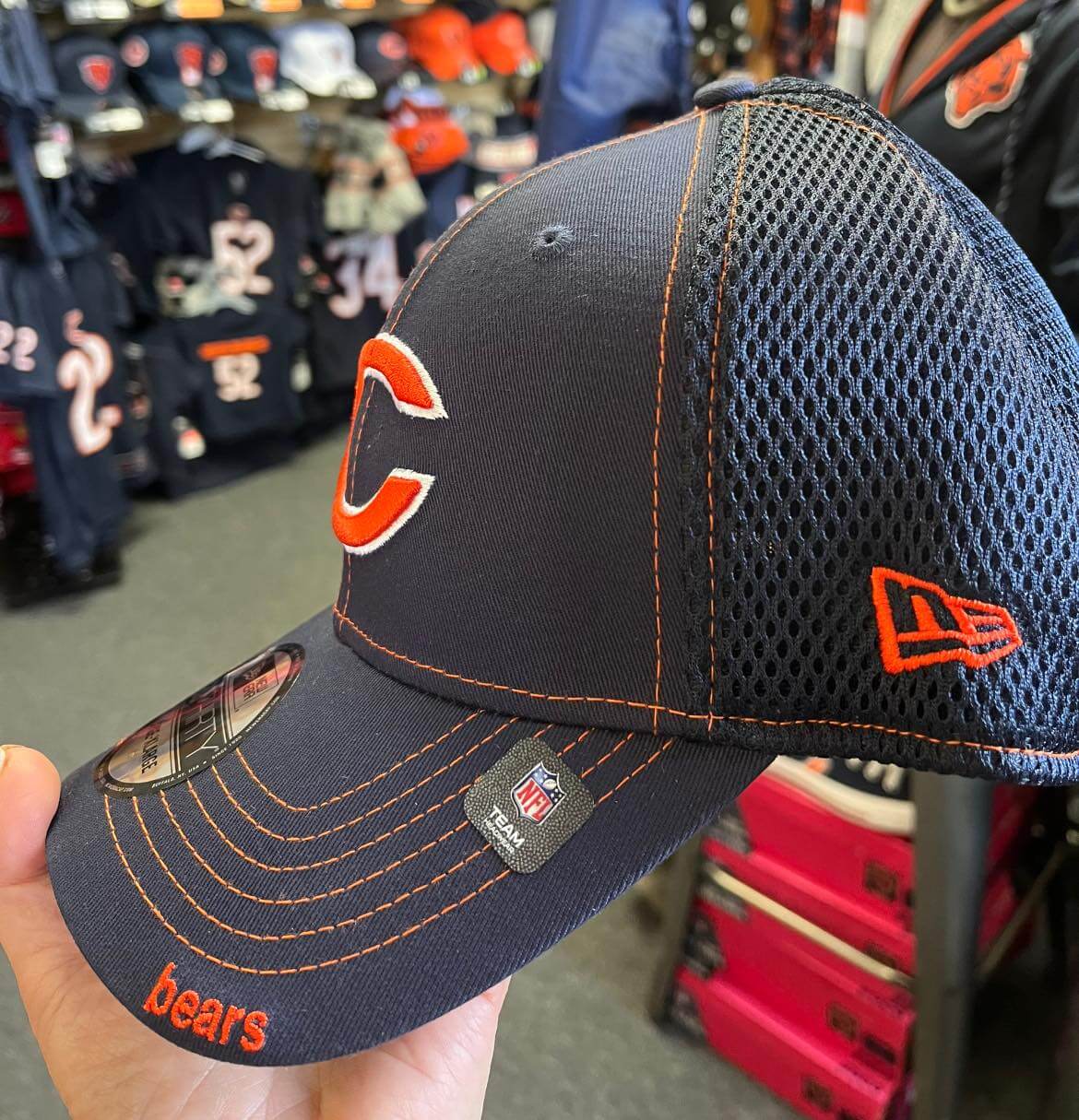 New Era Men's Chicago Bears 39Thirty Neoflex Navy Stretch Fit Hat
