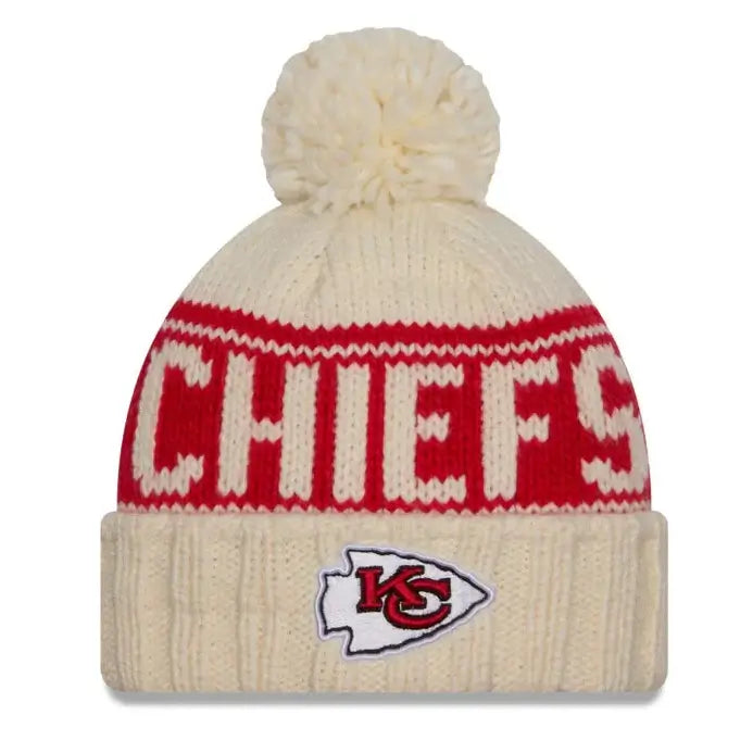 New Era Kansas City Chiefs White 2024 Sideline W Cuff Pom Logo Women s Knit Hat White Acrylic Size Osfm Rally House