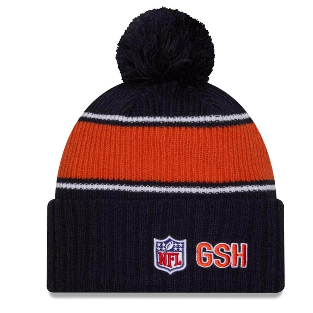 Bears NFL ON FIELD 2024 Cold Weather NAVY Pom Knit with Bear NEW ERA