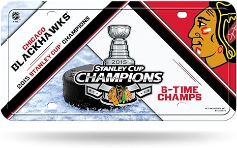 Rico Industries NHL Hockey Stanley Cup Champions Metal Auto Tag 8.5" x 11" - Great for Truck/Car/SUV