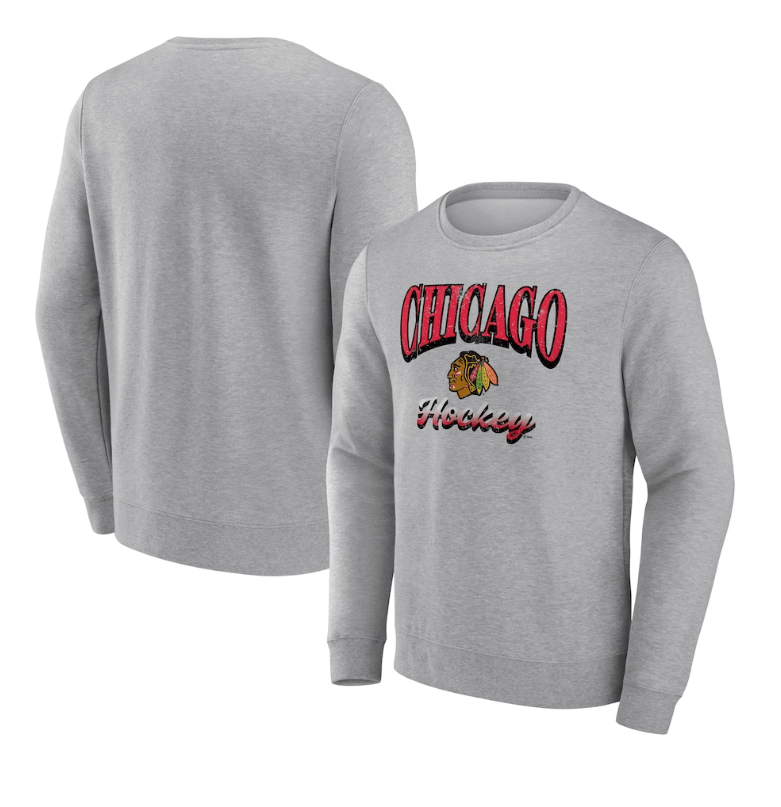 Chicago Blackhawks Fanatics Special Edition 2.0 Pullover Sweatshirt - Heather Gray