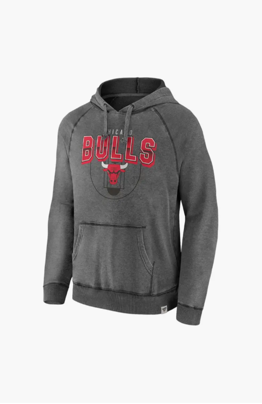 Men's Fanatics Gray Chicago Bulls Acquisition True Classics Vintage Snow Wash Pullover Hoodie