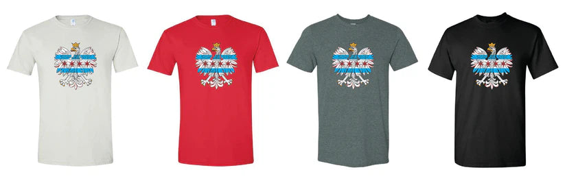 Polish Eagle T-shirt with Chicago Flag