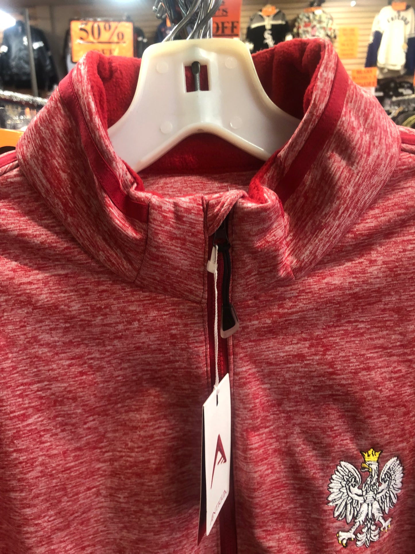 Men's Poland Red Full Zip Antigua Golf Jacket Polska Eagle