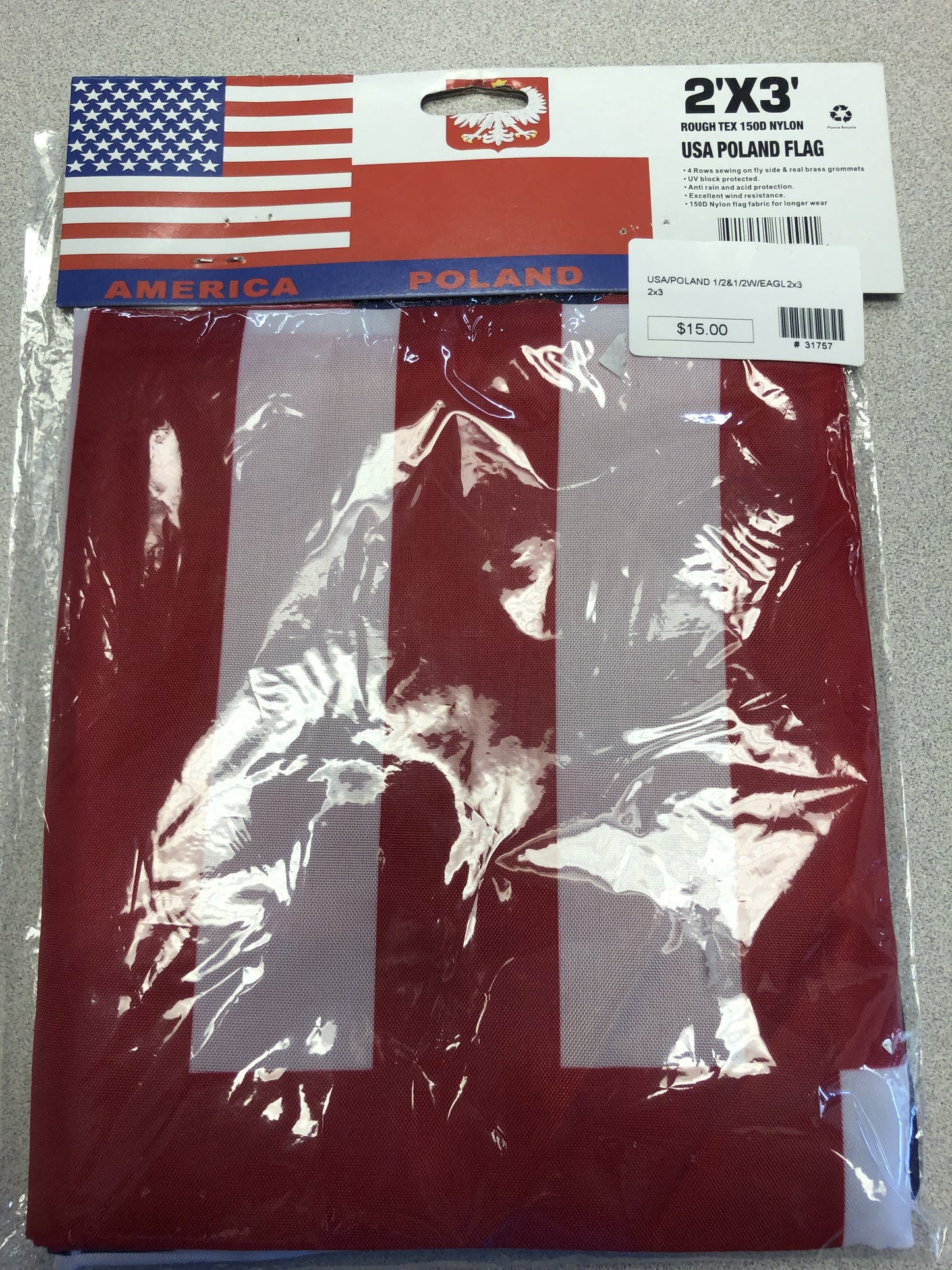 Polish USA America Poland Eagle Flag2'x3'  Rough Tex® 150D