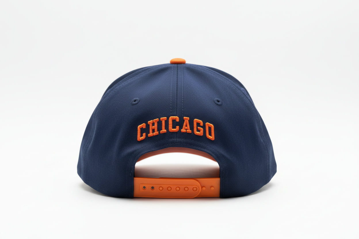 Chicago "Chi-Town" Orange and Navy Flat Brim Hat