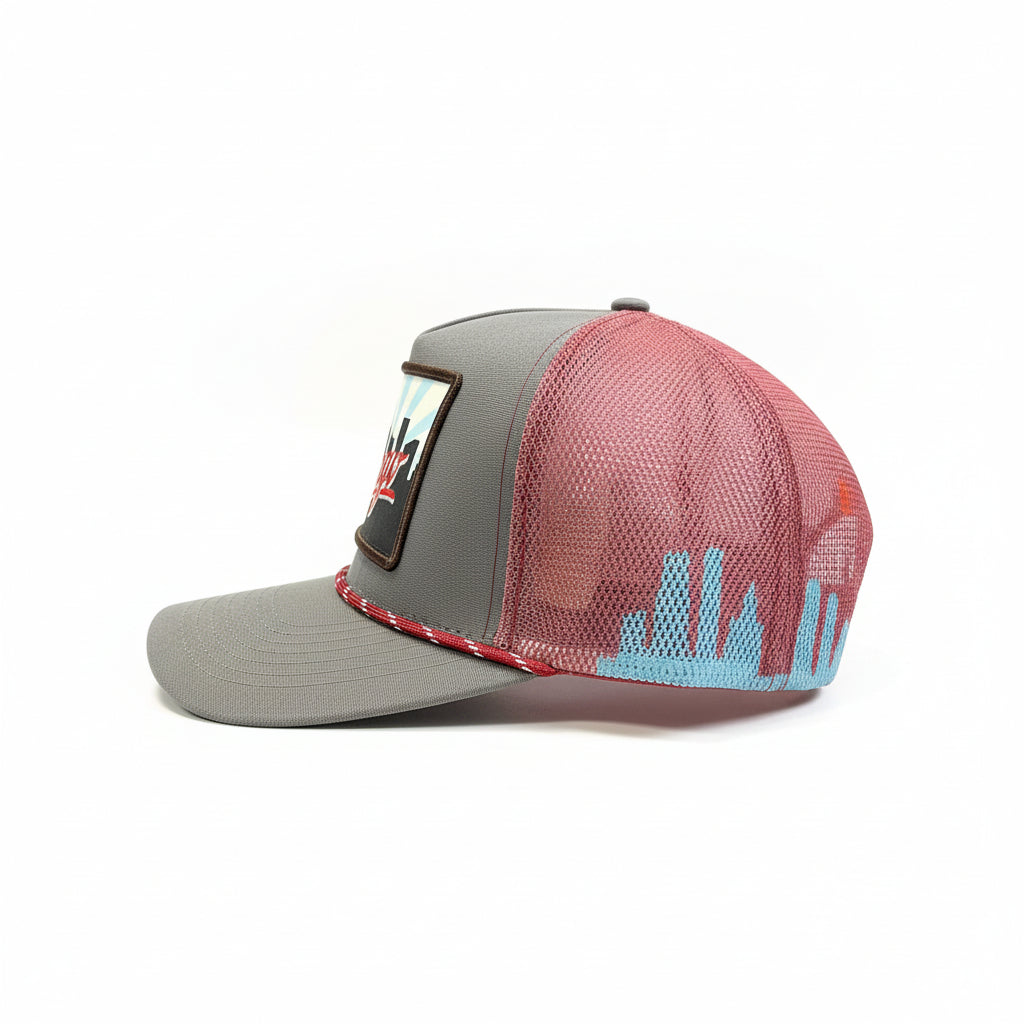 Chicago Skyline Grey Roped Trucker Hat