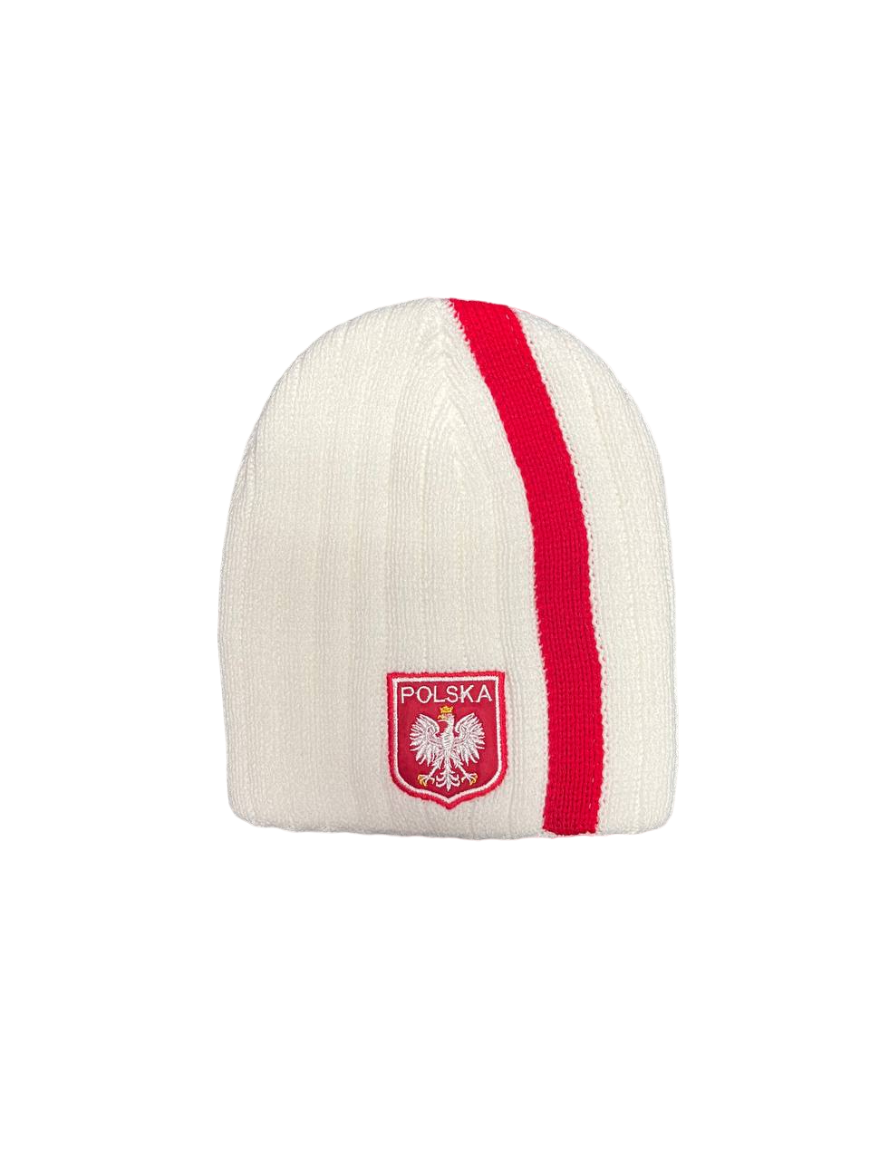 Polish Polska  Knit Winter Hat - White With Eagle - Made in Poland