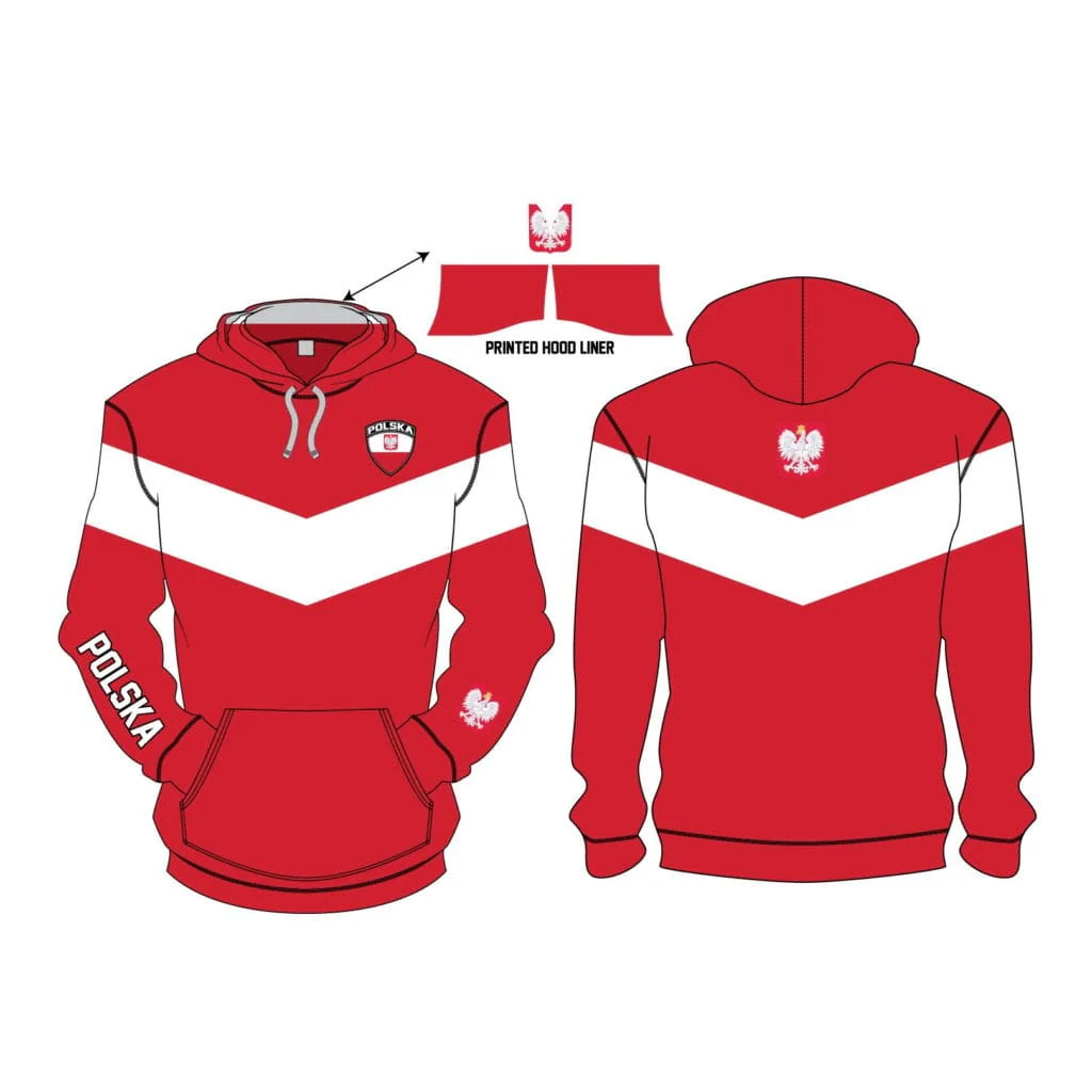 Poland Hoodie Red&White With Polska Sign And Polish Eagle