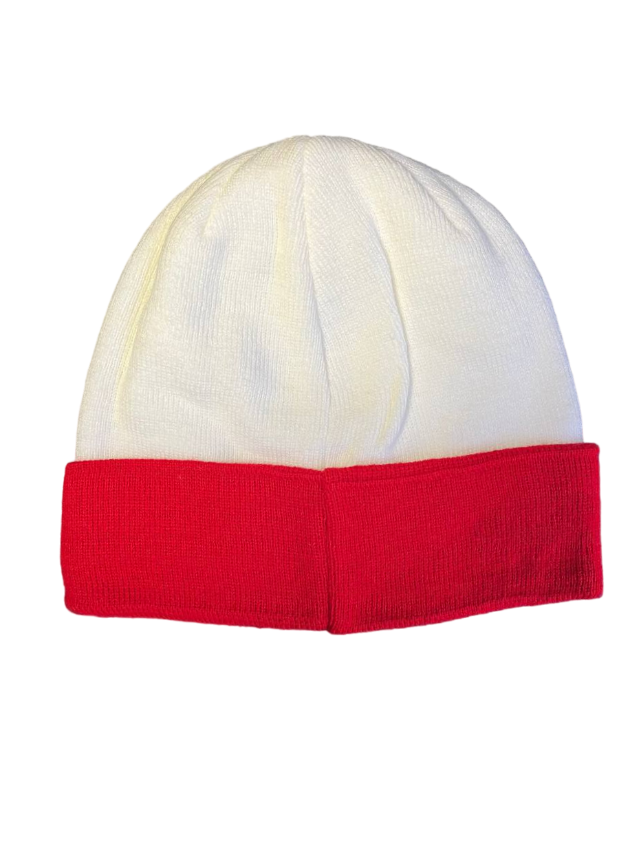 Polish Polska  2 Knit Winter Hat -White -Red  With  Eagle- Made in Poland