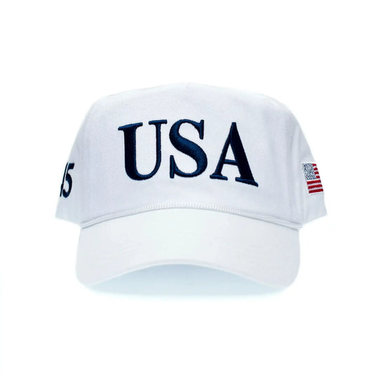 USA 45 Flag Embroidered Hat Adjustable Cap Quality Multi (White)