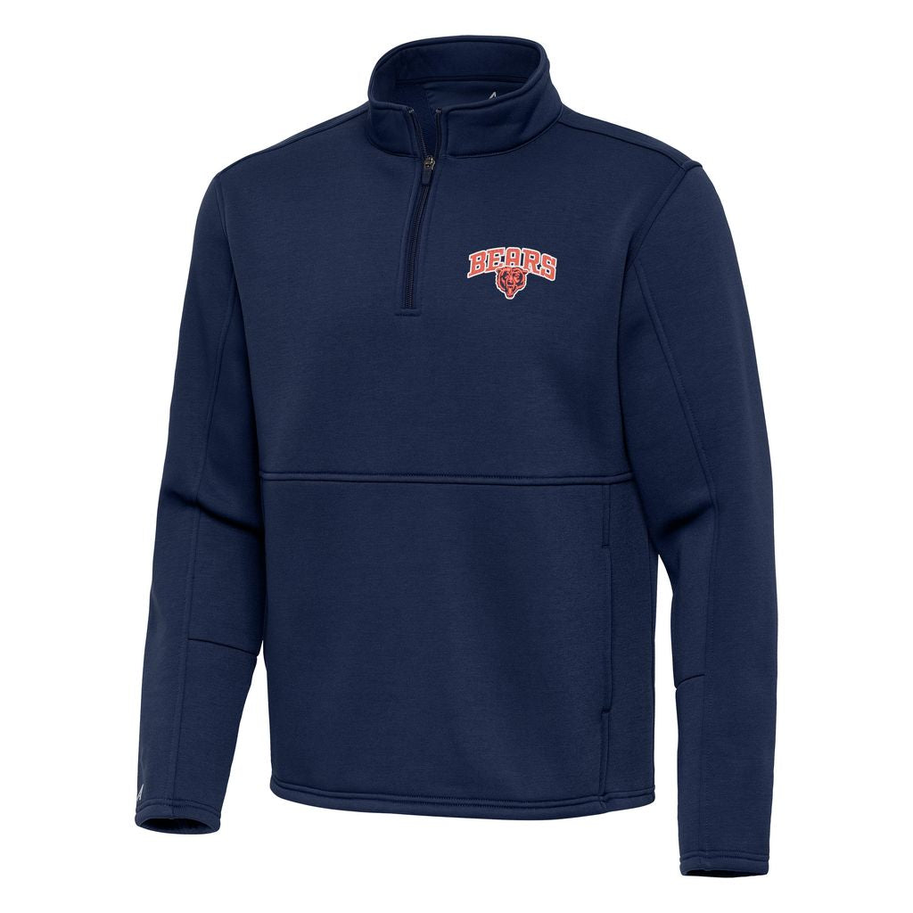 Men's Antigua Chicago Bears Navy Intent Quarter-Zip Pullover Long Sleeve Shirt