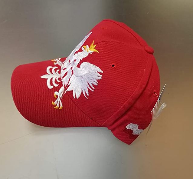 Bulk of Polish Giant Eagle Embroidred Adjustable Poland Hat - Red 12 Pack