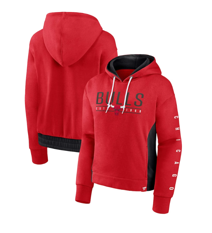 Chicago Bulls Fanatics Women's Iconic Halftime Colorblock Pullover Hoodie - Red