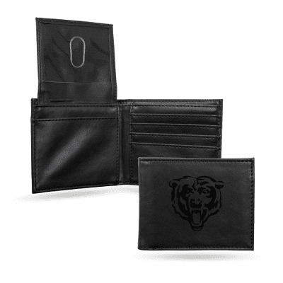 Chicago Bears Lazer Engraved Black Leather Wallet