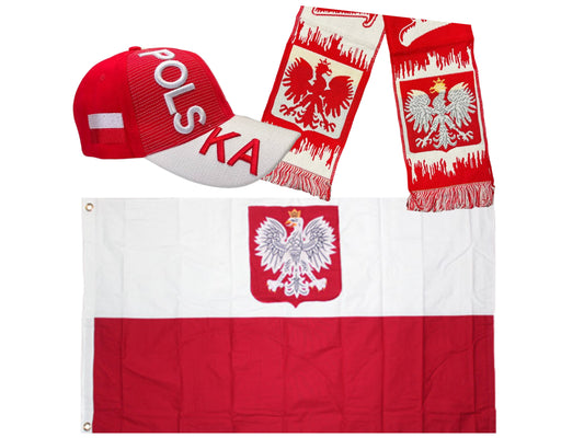 Polska Flag Scarf and Hat Bundle