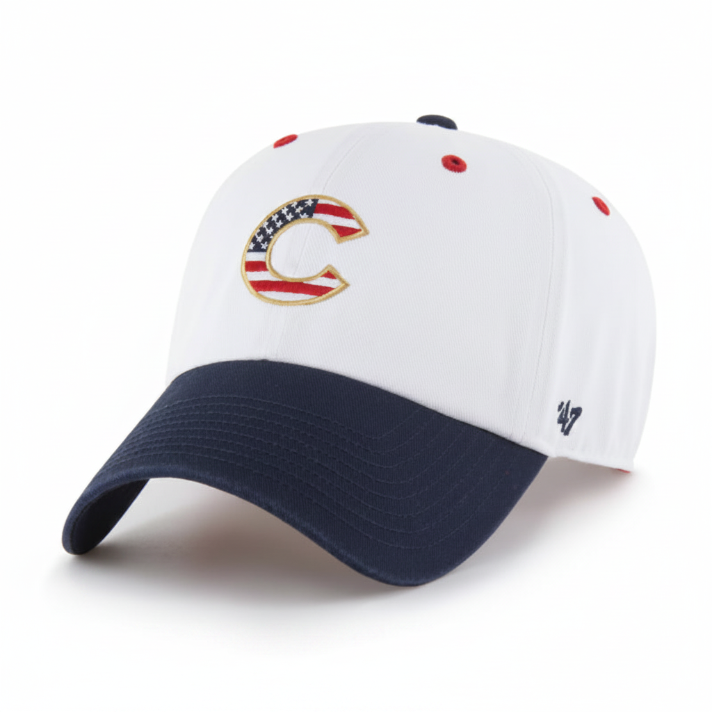 Chicago Cubs White Patriotic Flag Fill '47 Cleanup Hat