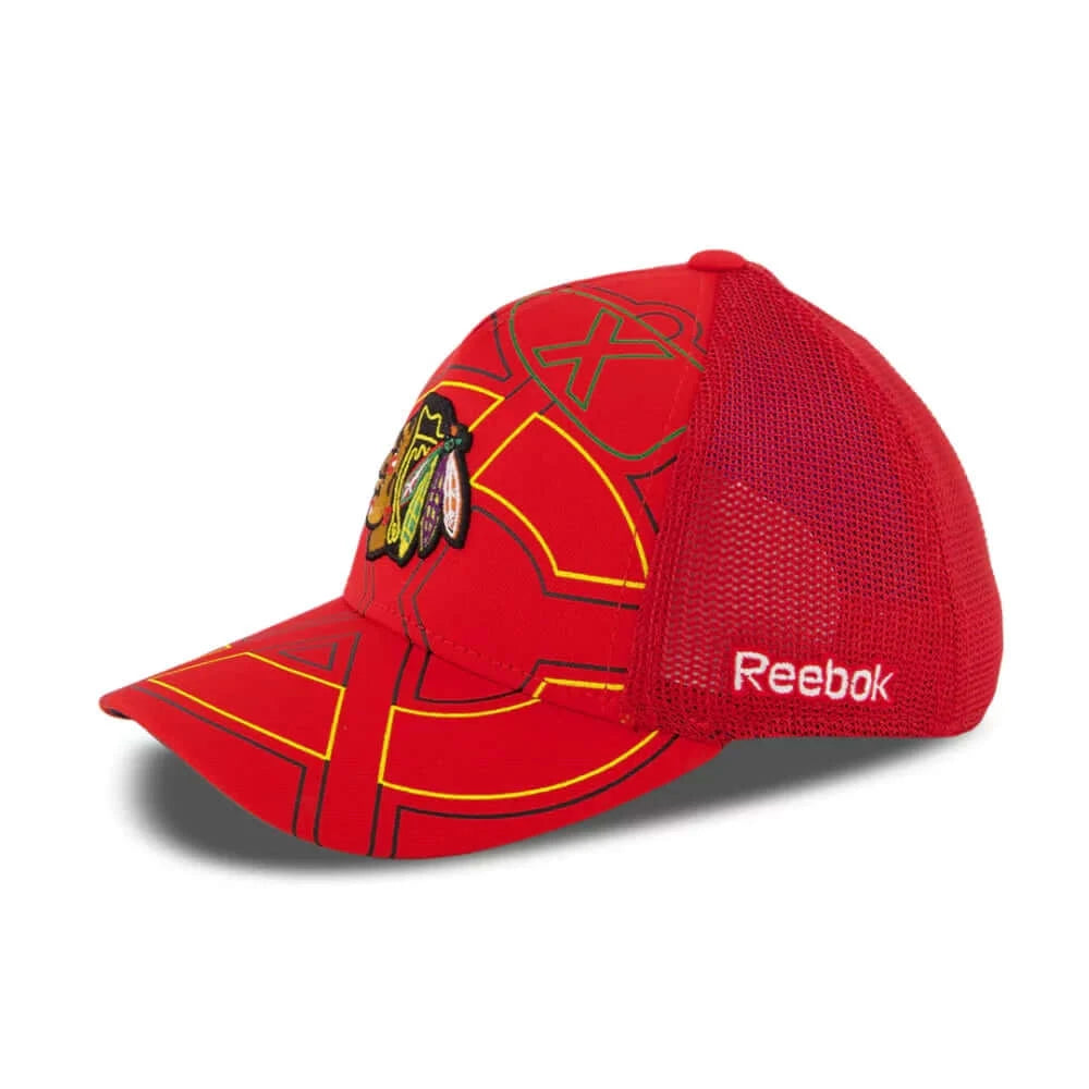 Reebok Multi Blackhawks HAT MESHB Flex Structured Chicago Team