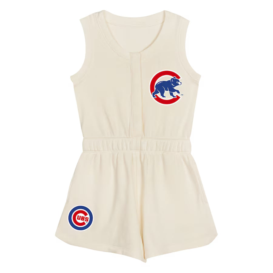 Girls Preschool Chicago Cubs Cream Girl Power Tank Romper