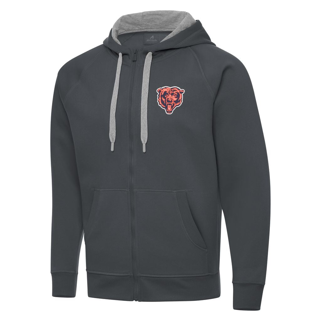 Men's Antigua Charcol Gray Chicago Bears Victory Full-Zip Hoodie