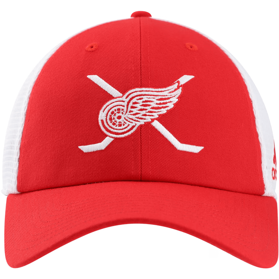 Men's Detroit Red Wings adidas Red/White Cross Sticks Trucker Adjustable Hat