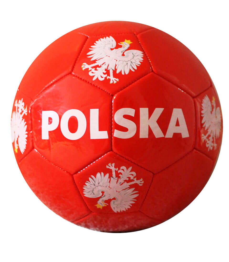 Polish Soccer Ball Red With White Polska Eagle Size 5