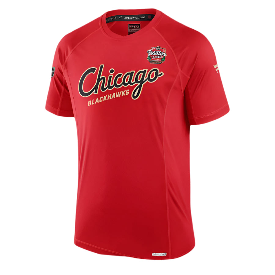 Blackhawks 2025 NHL Winter Classic Authentic Pro Poly Tech T-Shirt - Red