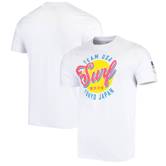 USA Surfing 2020 Summer Olympics Road to Tokyo Wipe Out T-Shirt - White