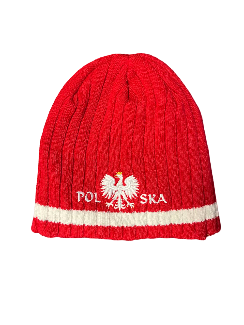 Polish Polska  Knit Winter Hat -RED With  Eagle- Made in Poland