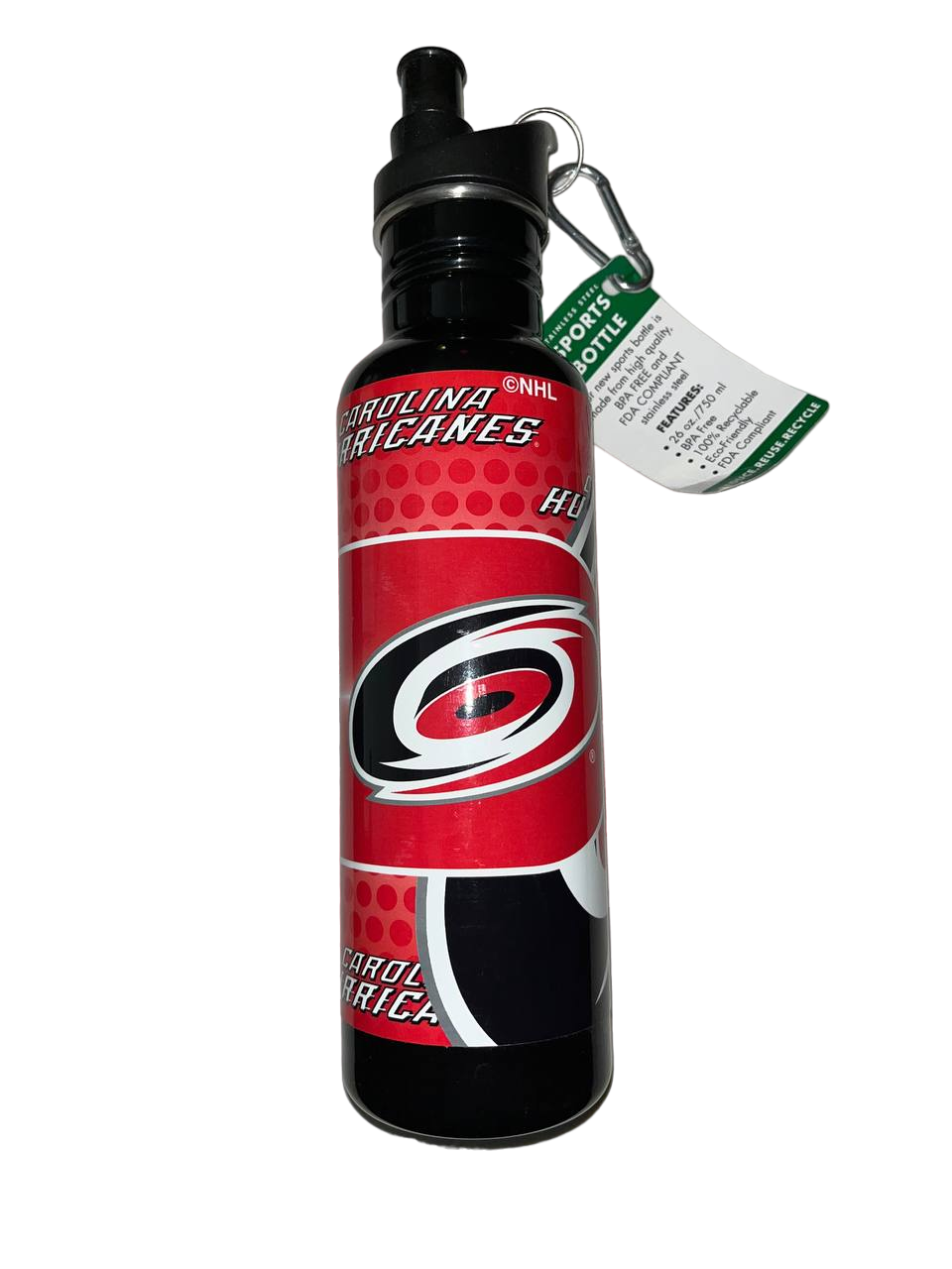 Carolina Hurricanes Team Logo 26oz. Water Bottle With Carabin
