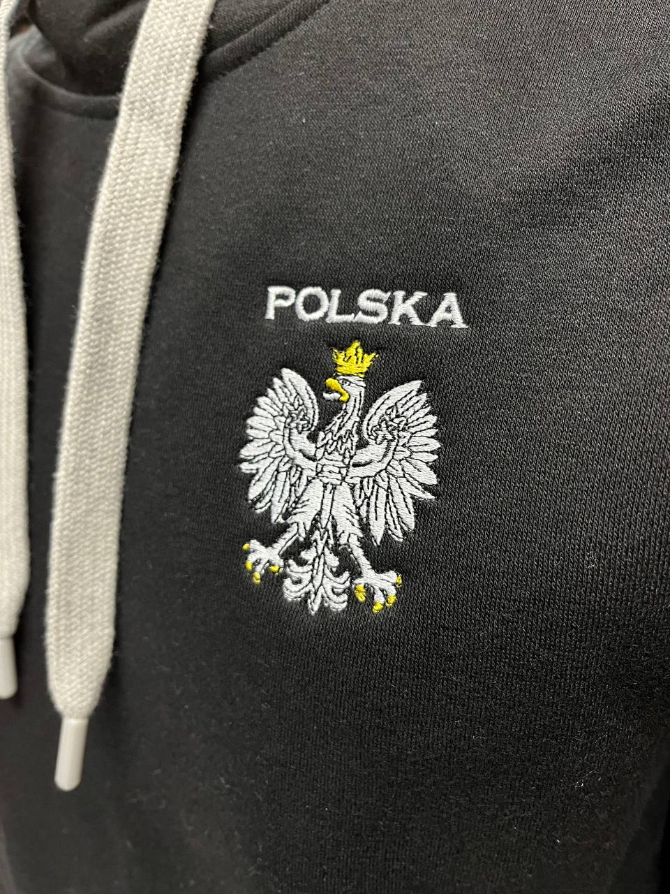 Embroidered Polish Eagle/Flag Polska Hoodie Red&Black&White