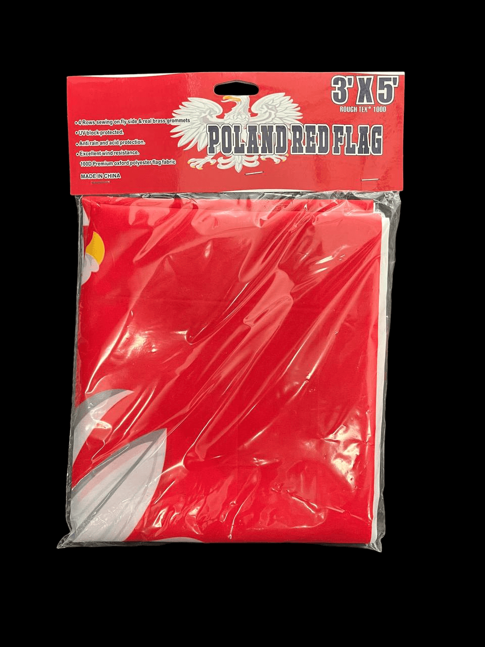 Poland 3"x 5" Flag 100D Red Polska With Eagle