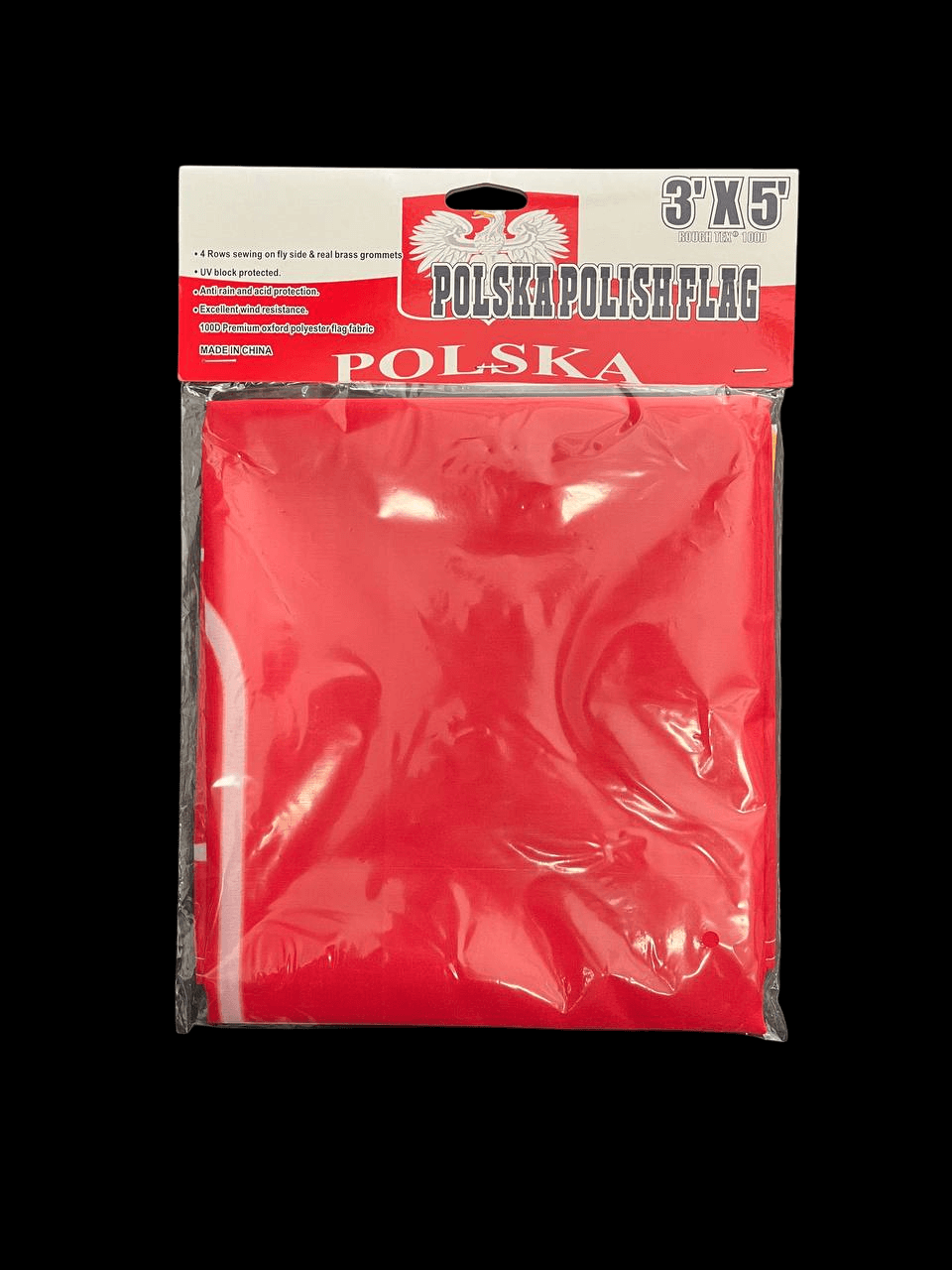 Poland 3"x5" Flag 100D With Polska Word