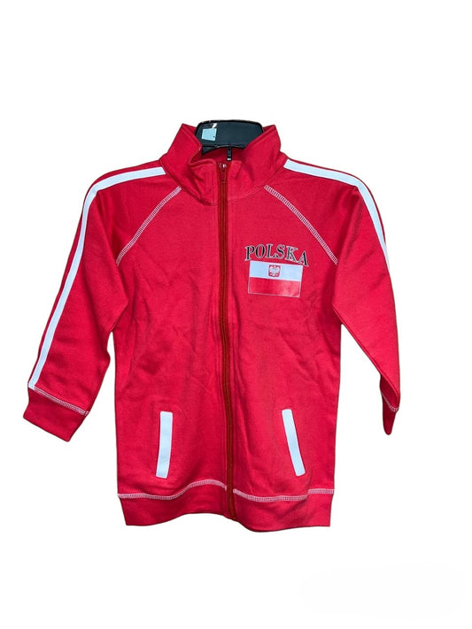 Kids Polish Jacket Red With Flag White Straps on Sleeves