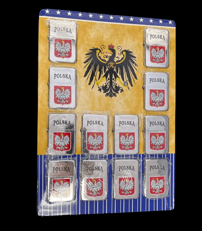 Bulk of Zippo Style Lighter with Polish Eagle 12 Pack