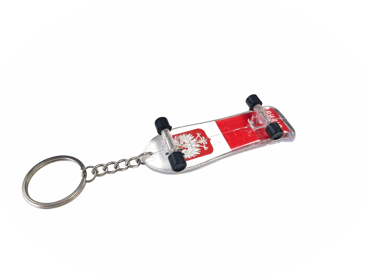 Bulk of Polska Skateboard Key Chain With Eagle and Poland sign Red&White 12 Pack
