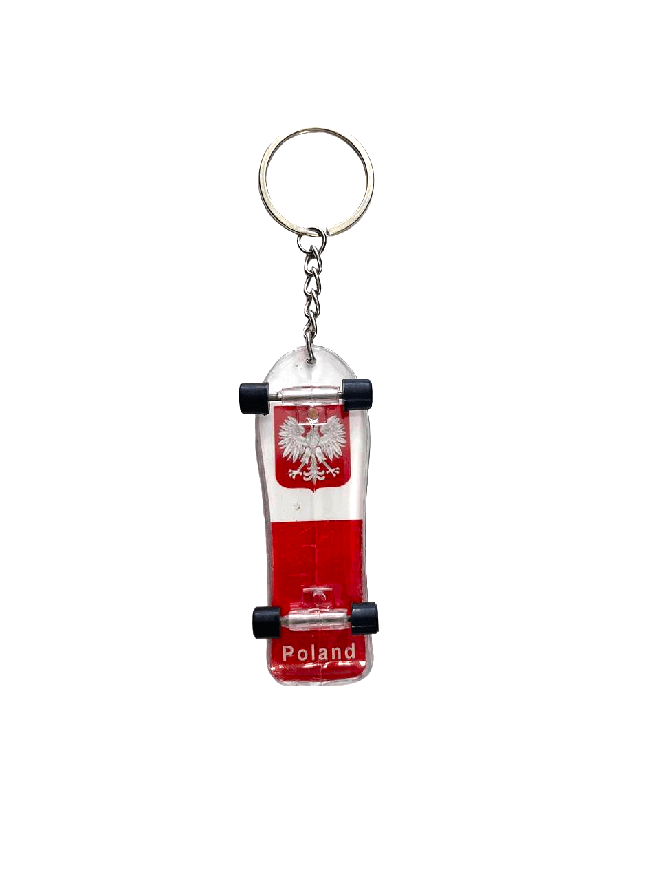 Bulk of Polska Skateboard Key Chain With Eagle and Poland sign Red&White 12 Pack