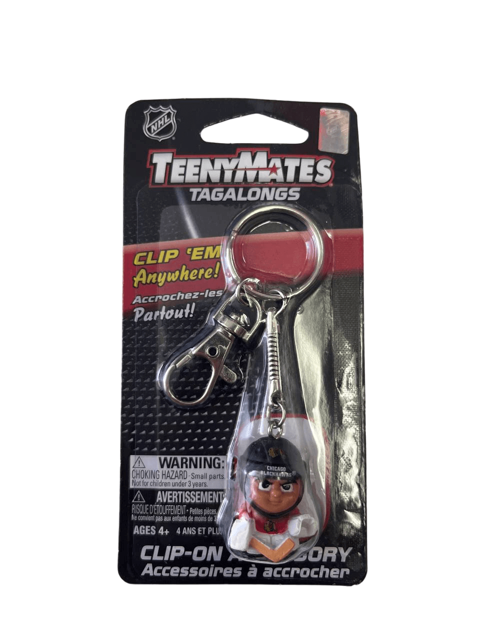 NHL Teenymates Tagalong Key Chain With Clip Chicago Blackhawks Key Chain