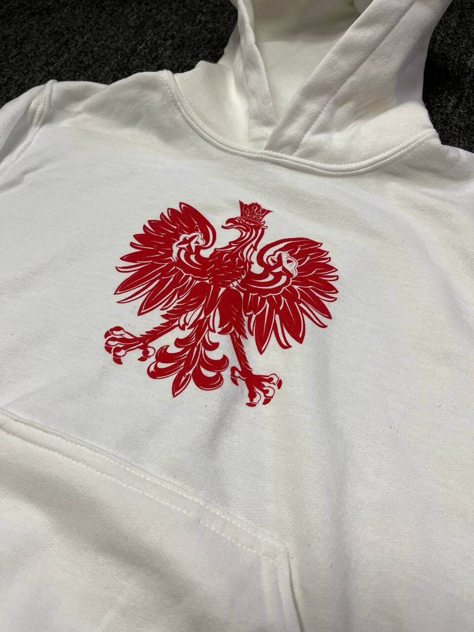 Bulk of Polish Hoodie Youth With Polska National Eagle Printed Red/White/Charcoal 10 Pack