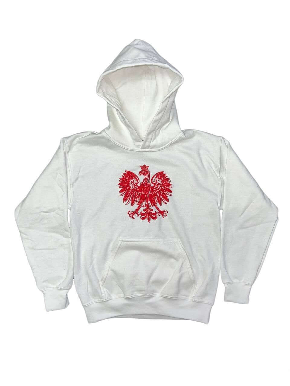 Polish Hoodie Youth With Polska National Eagle Printed Red/White/Charcoal