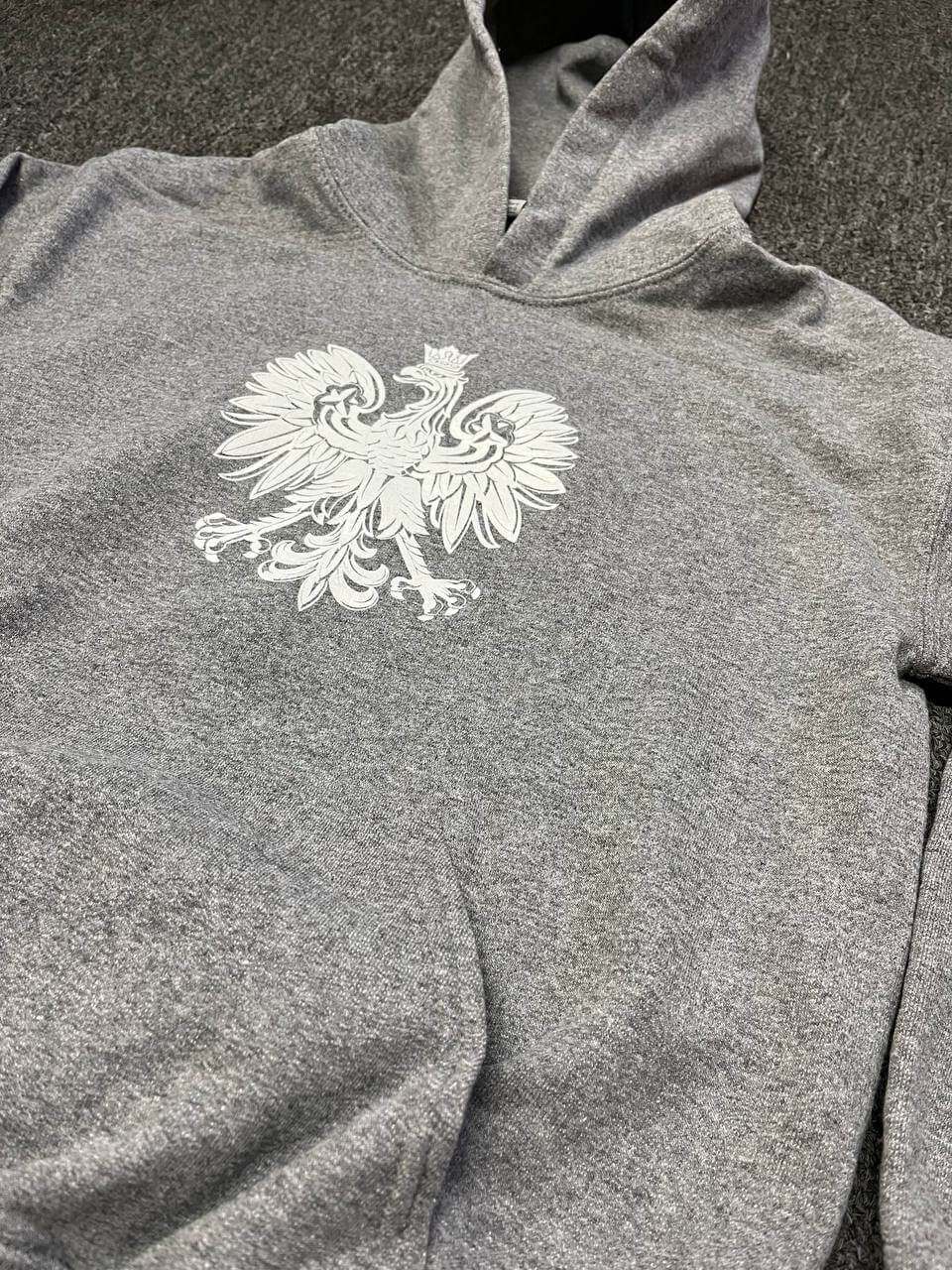 Polish Hoodie Youth With Polska National Eagle Printed Red/White/Charcoal