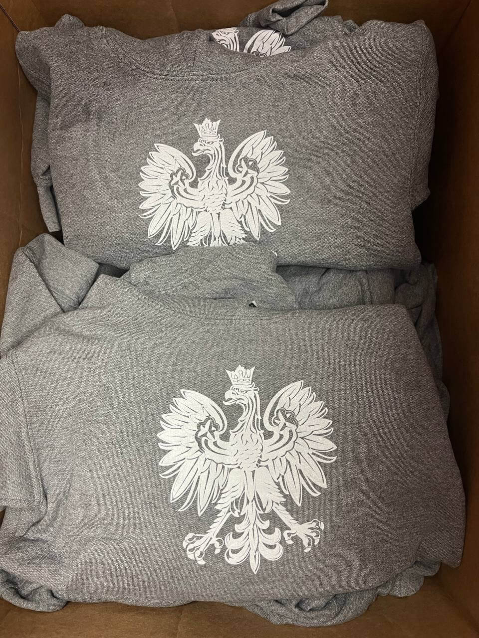 Bulk of Polish Hoodie Youth With Polska National Eagle Printed Red/White/Charcoal 10 Pack