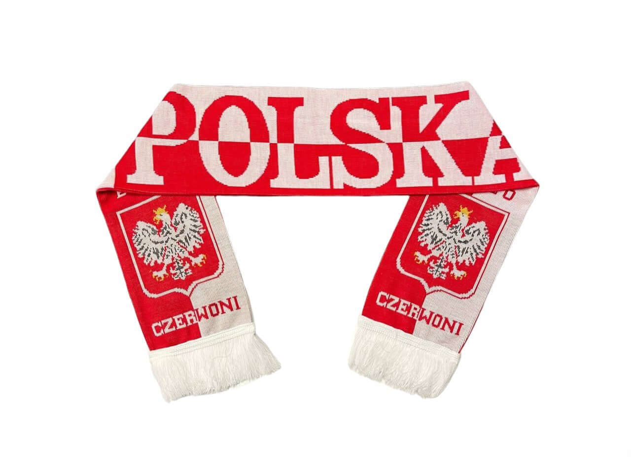 Polska Scarf Bialo Czerwoni Two Ply Red/White Made in Poland